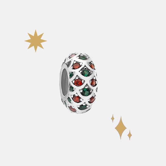 Zawieszka srebrna beads z cyrkoniami - stoper