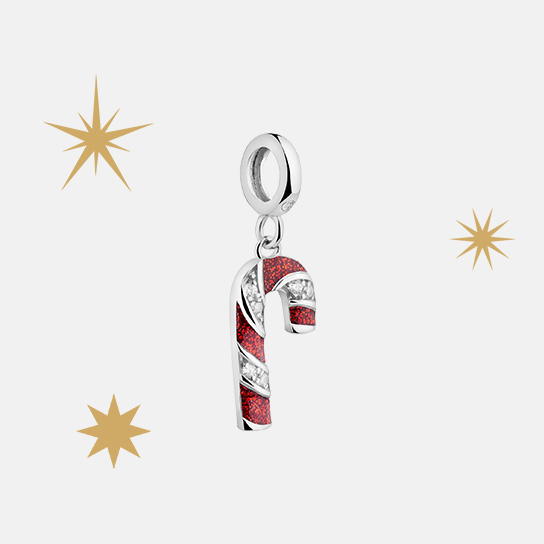 Zawieszka srebrna na bransoletę beads z cyrkoniami i emalią - Święta