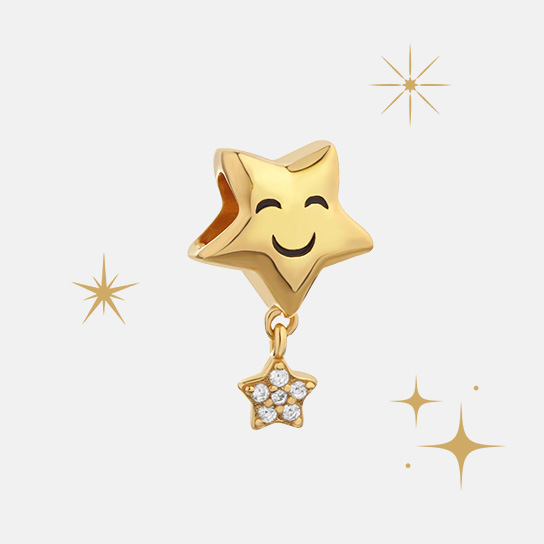 Zawieszka srebrna beads z cyrkoniami i emalią - gwiazda